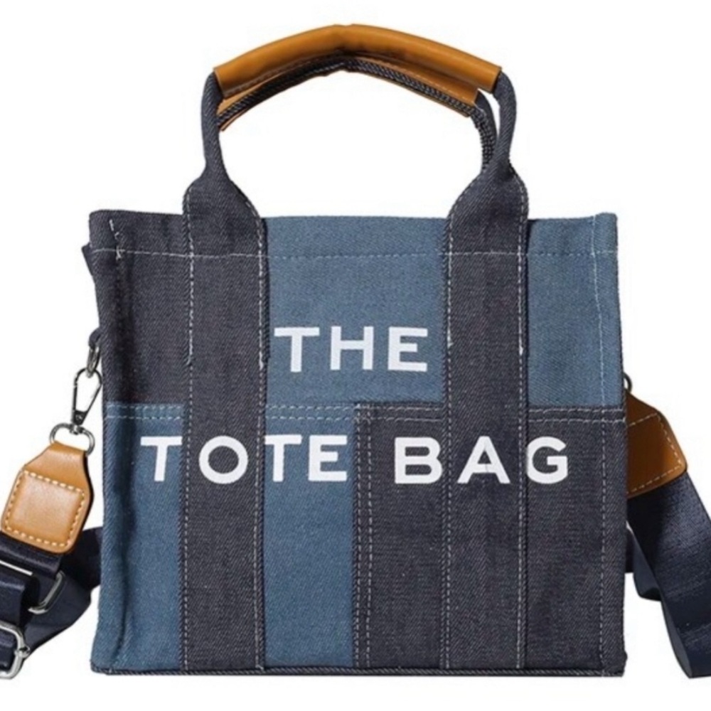 Marc Jacobs Blue and Tan Canvas Tote Bag